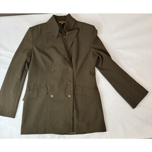 Hennes for H&M Blazer Brown Preppy Wool Blend Double Breasted Minimalist 44